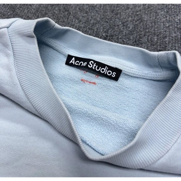 Acne Studios Fiah Fade Face Crew Neck Sweatshirt Men's S Powdered Blue - Picture 4 of 12